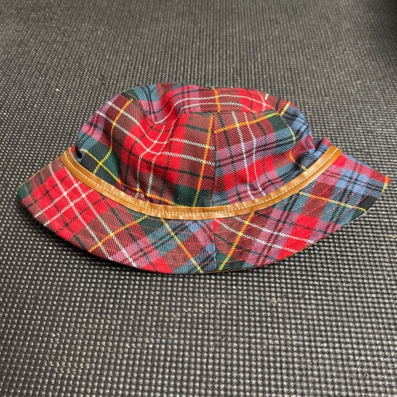 Coach Red Plaid with Leather Bucket Hat - Picture 2 of 8